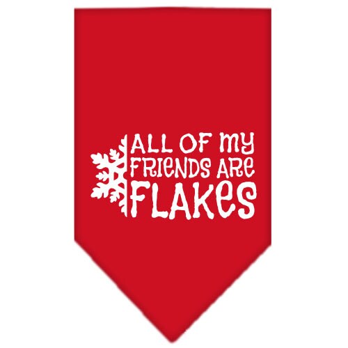 Bandana navideña para mascotas y perros serigrafiada con la frase "Todos mis amigos son Flakes"