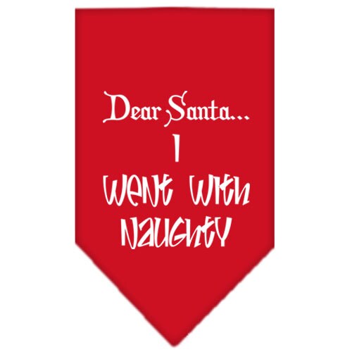 Pañuelo navideño para mascotas y perros serigrafiado con la frase "Querido Santa... Me hice el travieso".