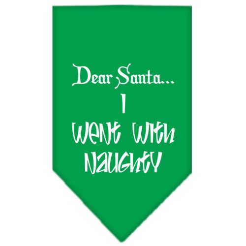 Pañuelo navideño para mascotas y perros serigrafiado con la frase "Querido Santa... Me hice el travieso".