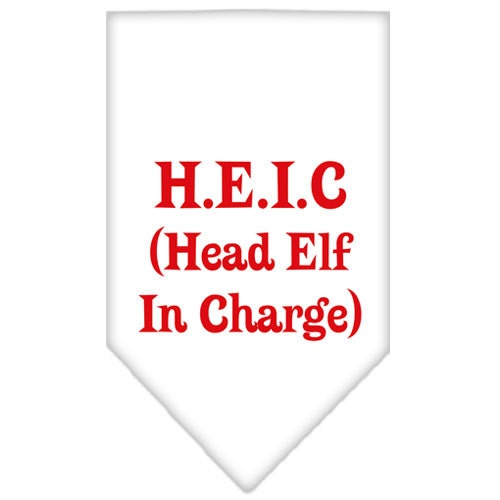 Bandana navideña para mascotas y perros serigrafiada con la frase "Elfo jefe al mando"