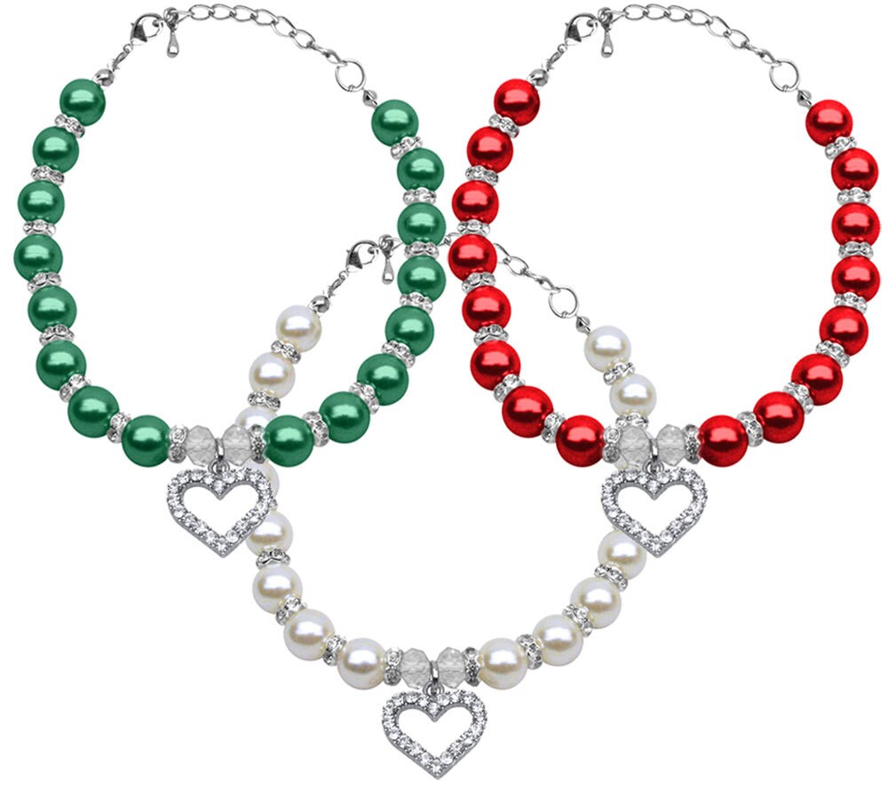 Collar para mascotas Corazón y perla de Navidad
