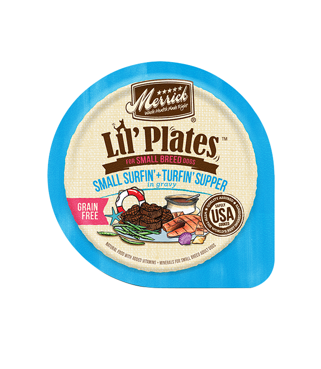 Merrick Lil' Plates Receta sin Cereales Pescado y Carne para Perros Pequeños (3.5oz)