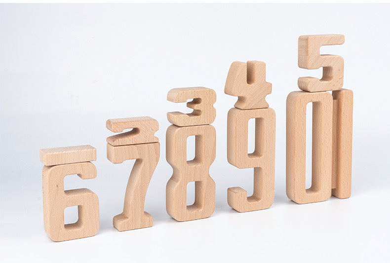 Juego de 32 bloques de construcción de números matemáticos de madera con bandeja 