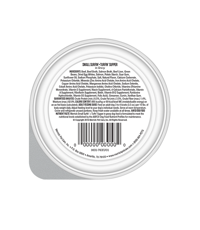 Merrick Lil' Plates Receta sin Cereales Pescado y Carne para Perros Pequeños (3.5oz)