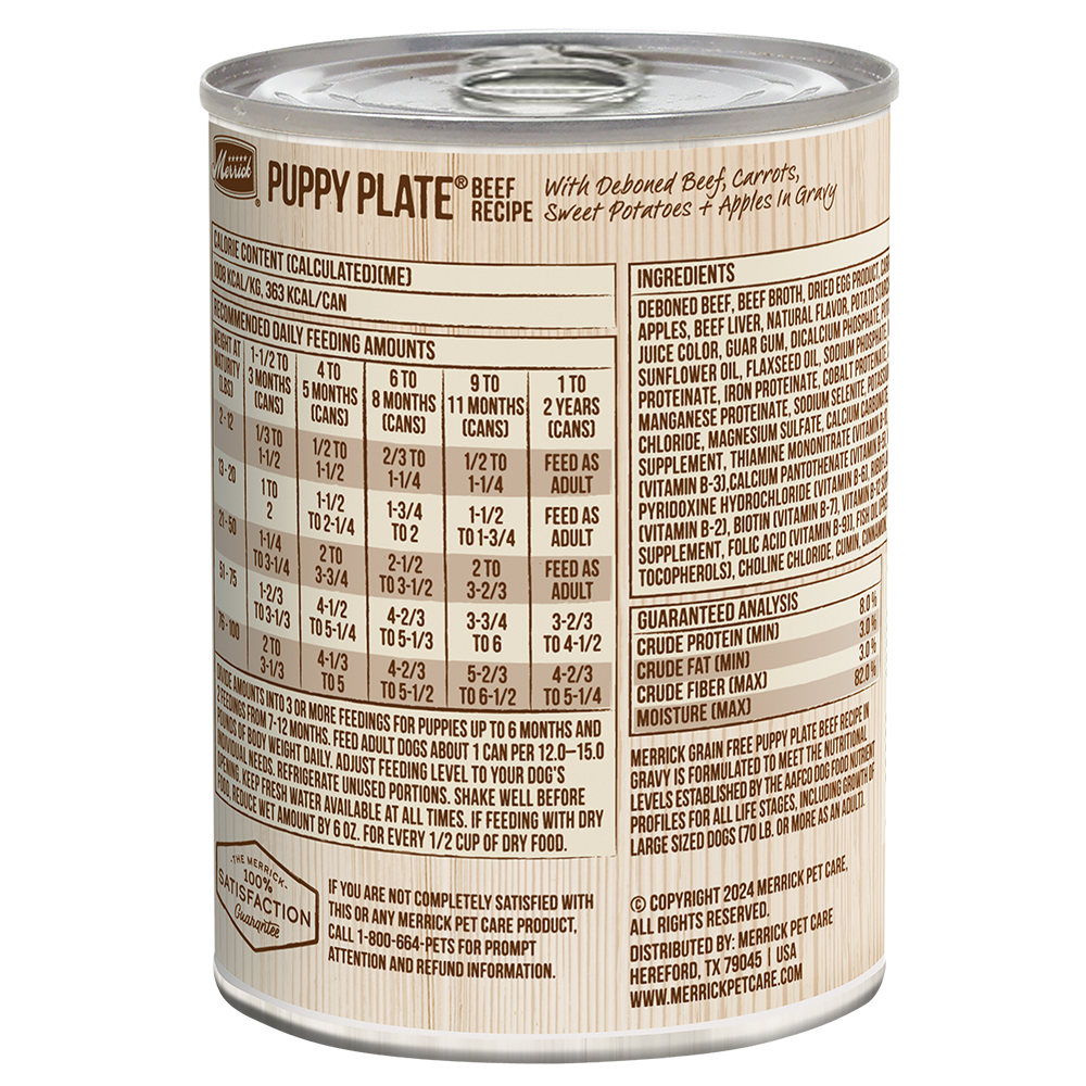 Alimento húmedo para perros Merrick Grain Free Puppy Plate de res (12.7 oz)