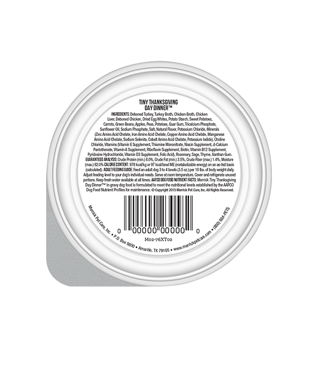 Alimento húmedo Merrick Lil' Plates Grain Free Tiny Thanksgiving Dinner para perros (3.5oz)