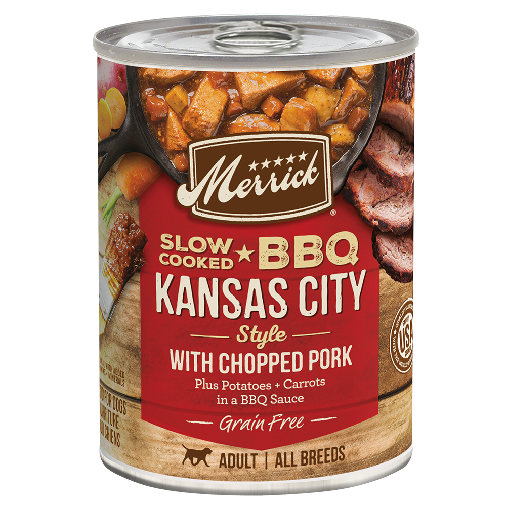Merrick Cocina Lenta sin Granos BBQ Estilo Kansas City con Cerdo Troceado (12.7oz)