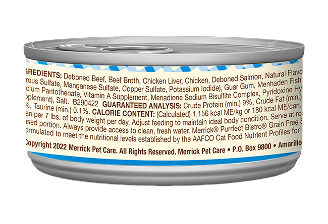 Merrick Purrfect Bistro Paté de Carne y Pescado sin Cereal para Adultos (3 oz)