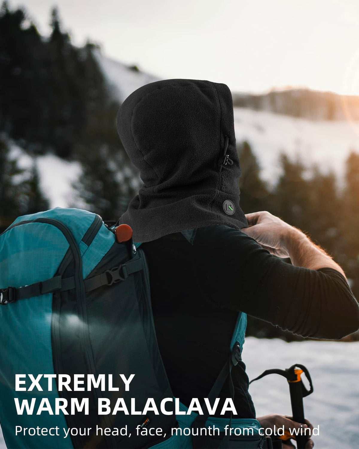 Pasamontañas térmico de forro polar ROCKBROS para esquí, para invierno, para hombre y mujer 