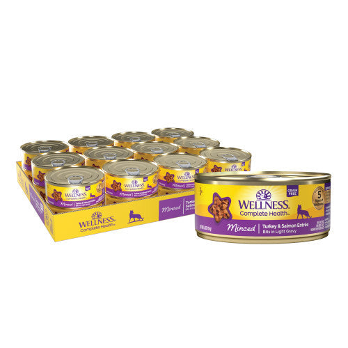 Alimento húmedo Wellness Complete Health Adult Minced Pavo y Salmón para gatos (5.5oz)