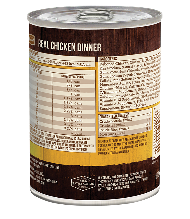 Merrick Alimento húmedo para perros con pollo de verdad sin cereales (360 g)