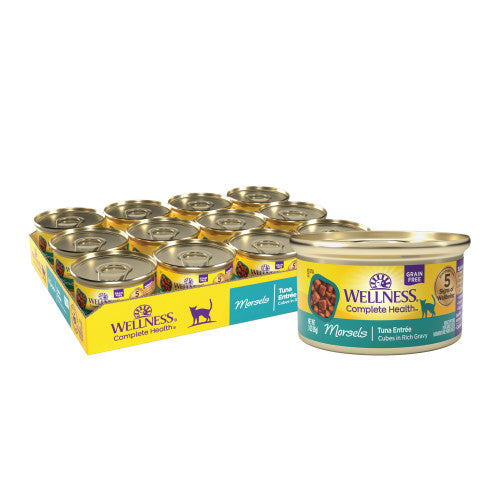 Alimento húmedo para gatos Wellness Complete Health Adult Morsels Cena de atún (5.5 oz)