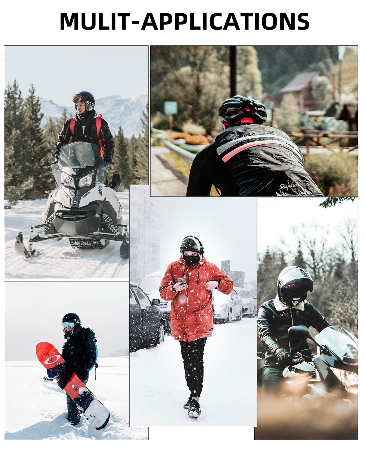 Pasamontañas térmico de forro polar ROCKBROS para esquí, para invierno, para hombre y mujer 