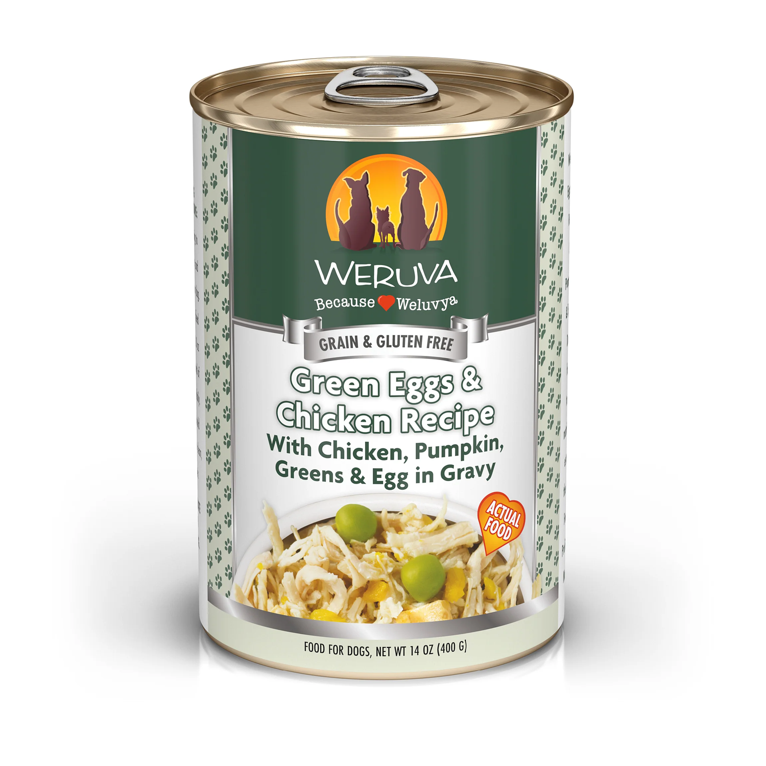 Alimento húmedo para perros "Green Eggs and Chicken" de Weruva (397g)