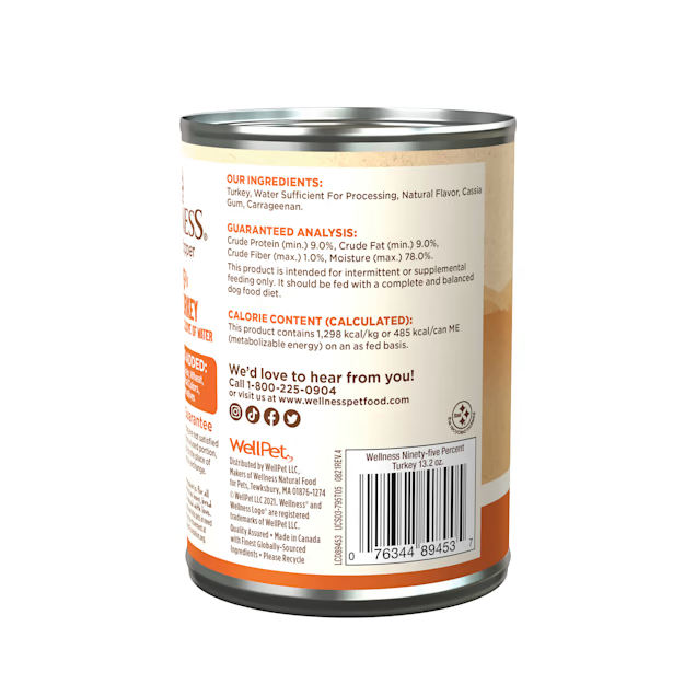 Alimento húmedo para perros Wellness Adult 95% Pavo (13.2 oz)