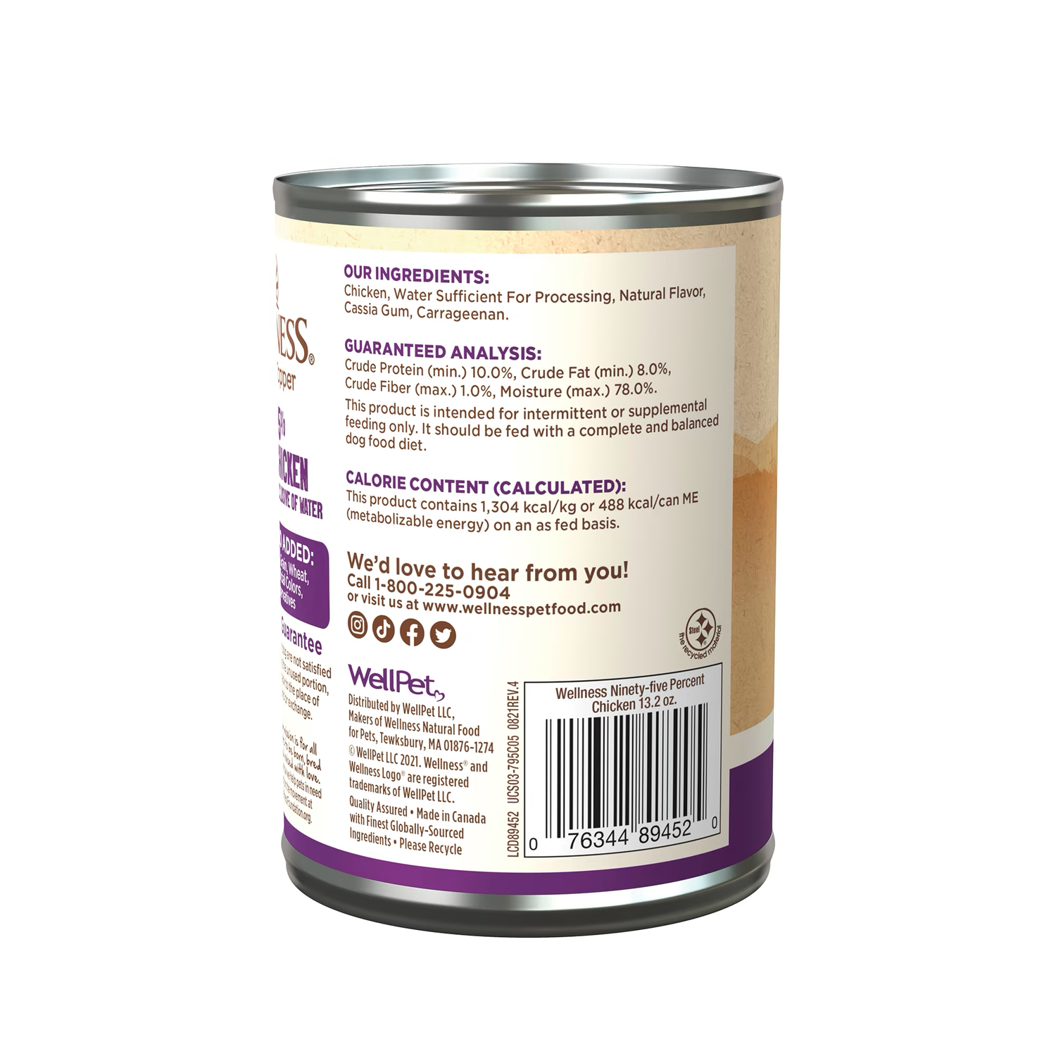Alimento húmedo para perros Wellness Adult 95% Pollo (13.2 oz)