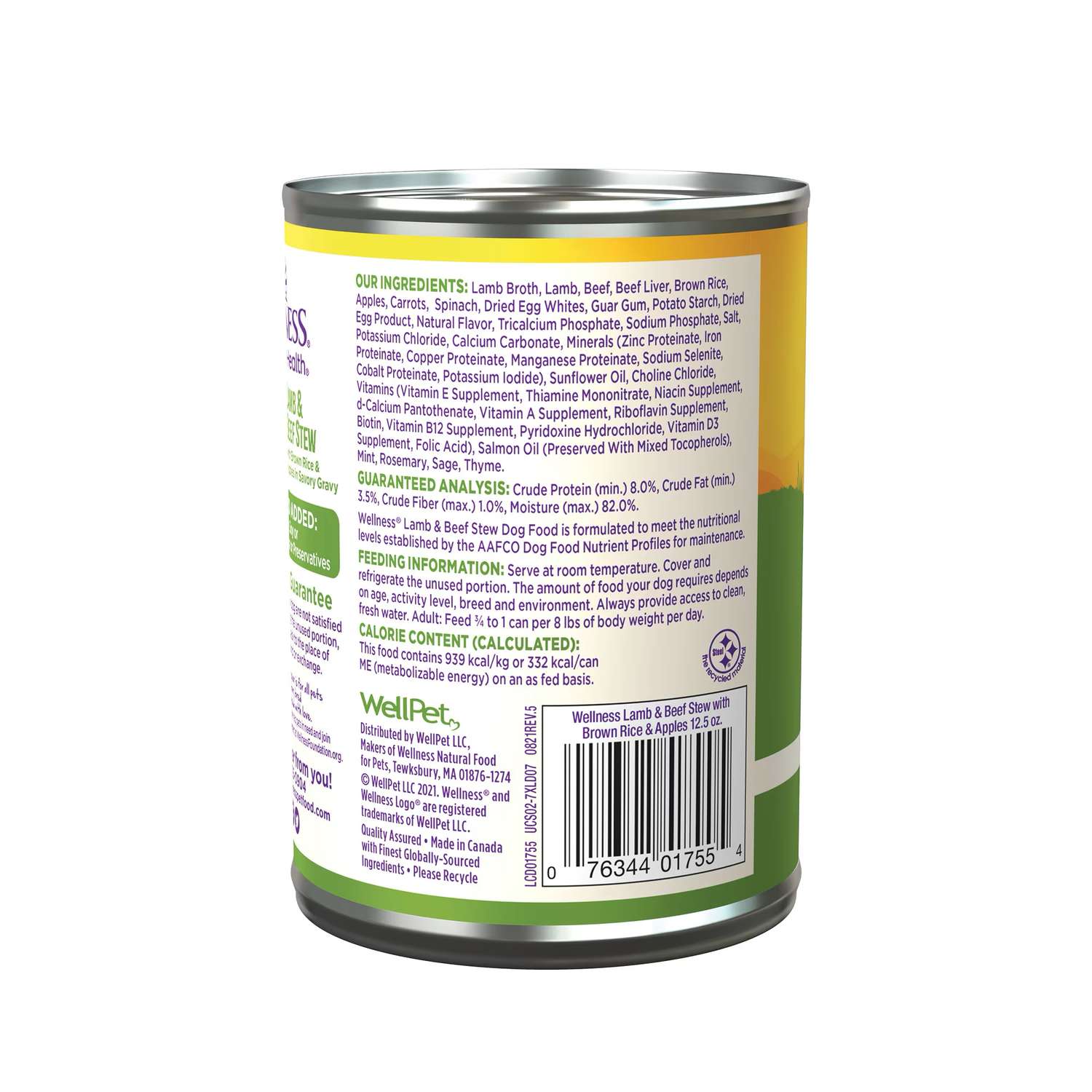 Alimento húmedo para perros adultos Wellness, estofado de cordero y res (12.5 oz)