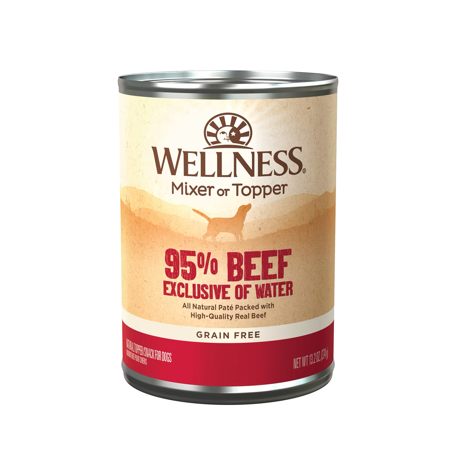 Alimento húmedo para perros adultos Wellness, 95% carne de res (13.2oz)