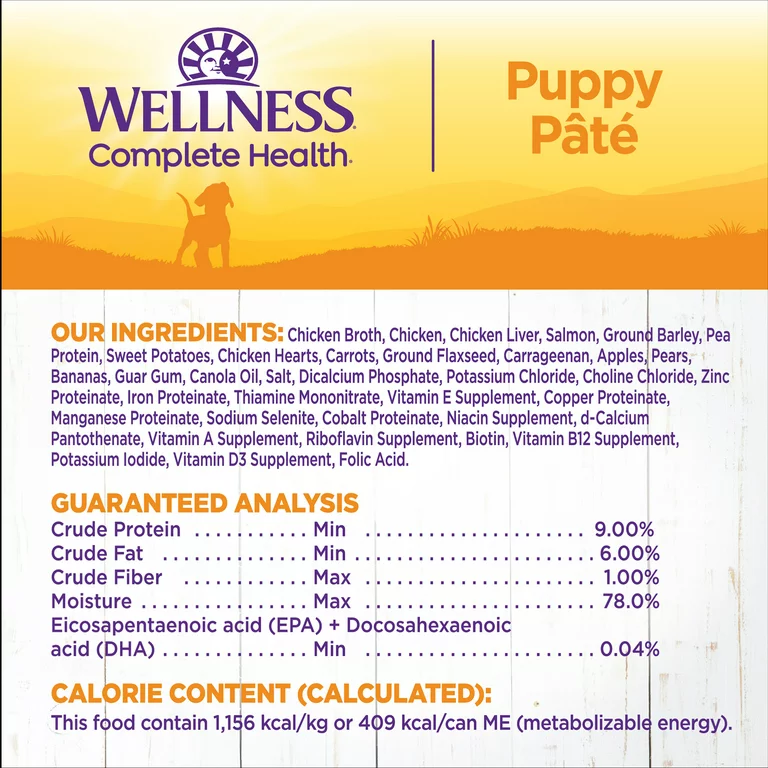 Alimento húmedo para perros Wellness Puppy de pollo y salmón (12.5 oz)