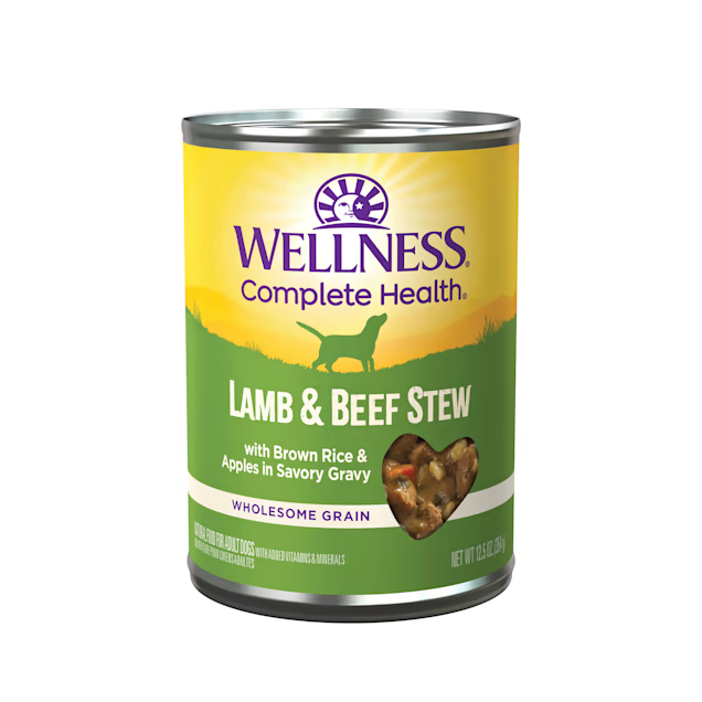 Alimento húmedo para perros adultos Wellness, estofado de cordero y res (12.5 oz)
