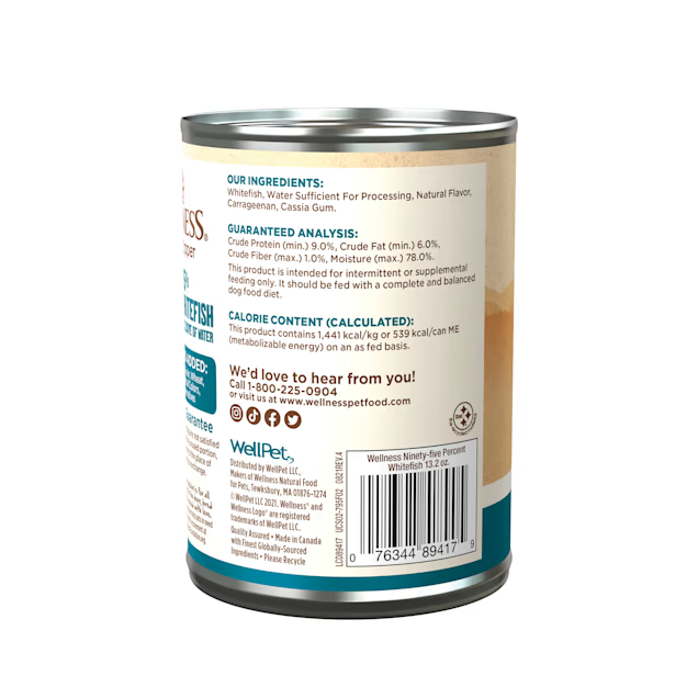 Alimento húmedo para perros Wellness Adult 95% Whitefish (13.2 oz)