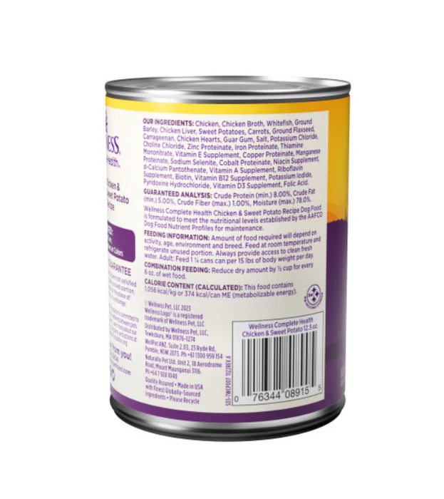 Alimento húmedo para perros adultos Wellness de pollo y boniato (12.5 oz)