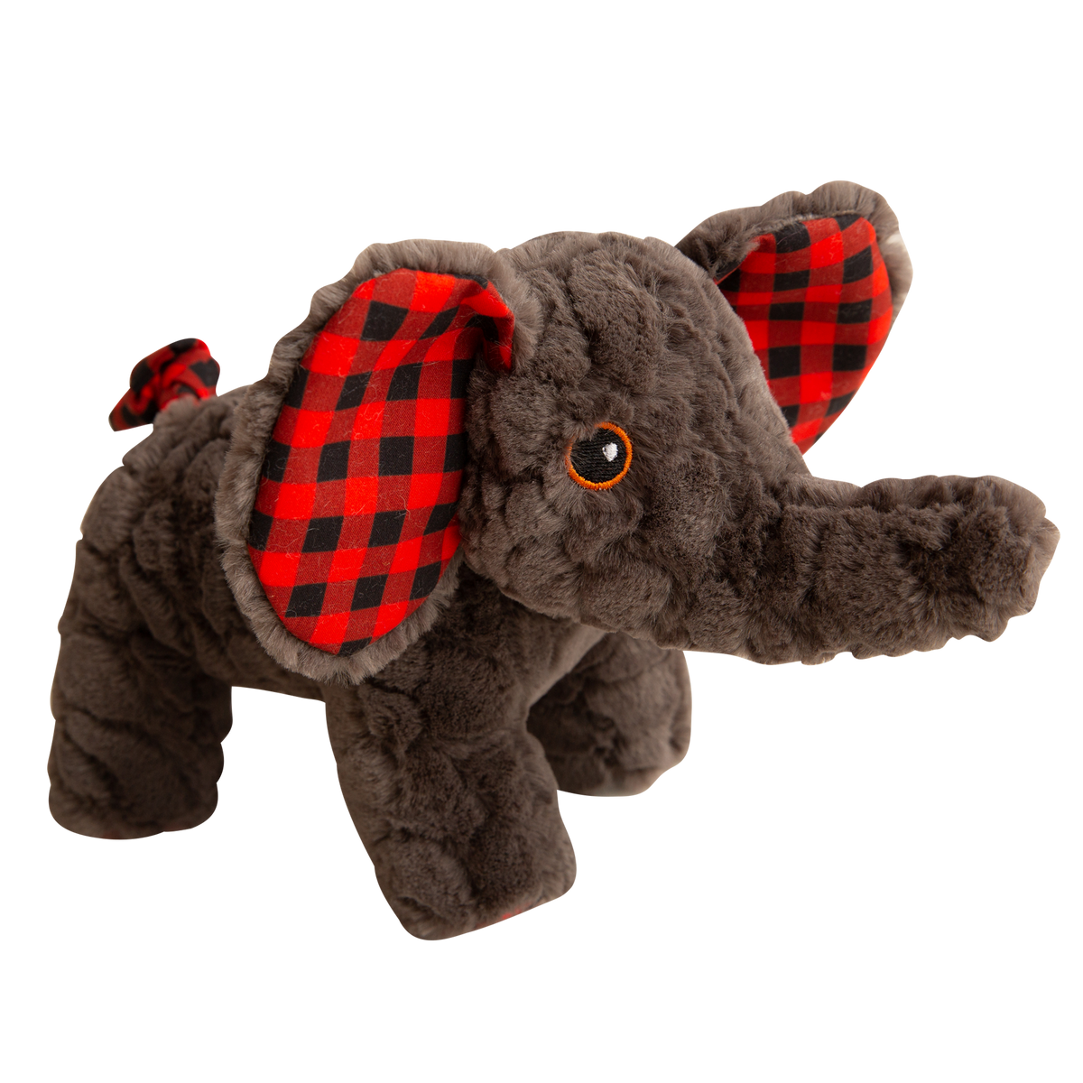 Eli the Elephant – Buffalo Check Squeaky & Crinkle Plush