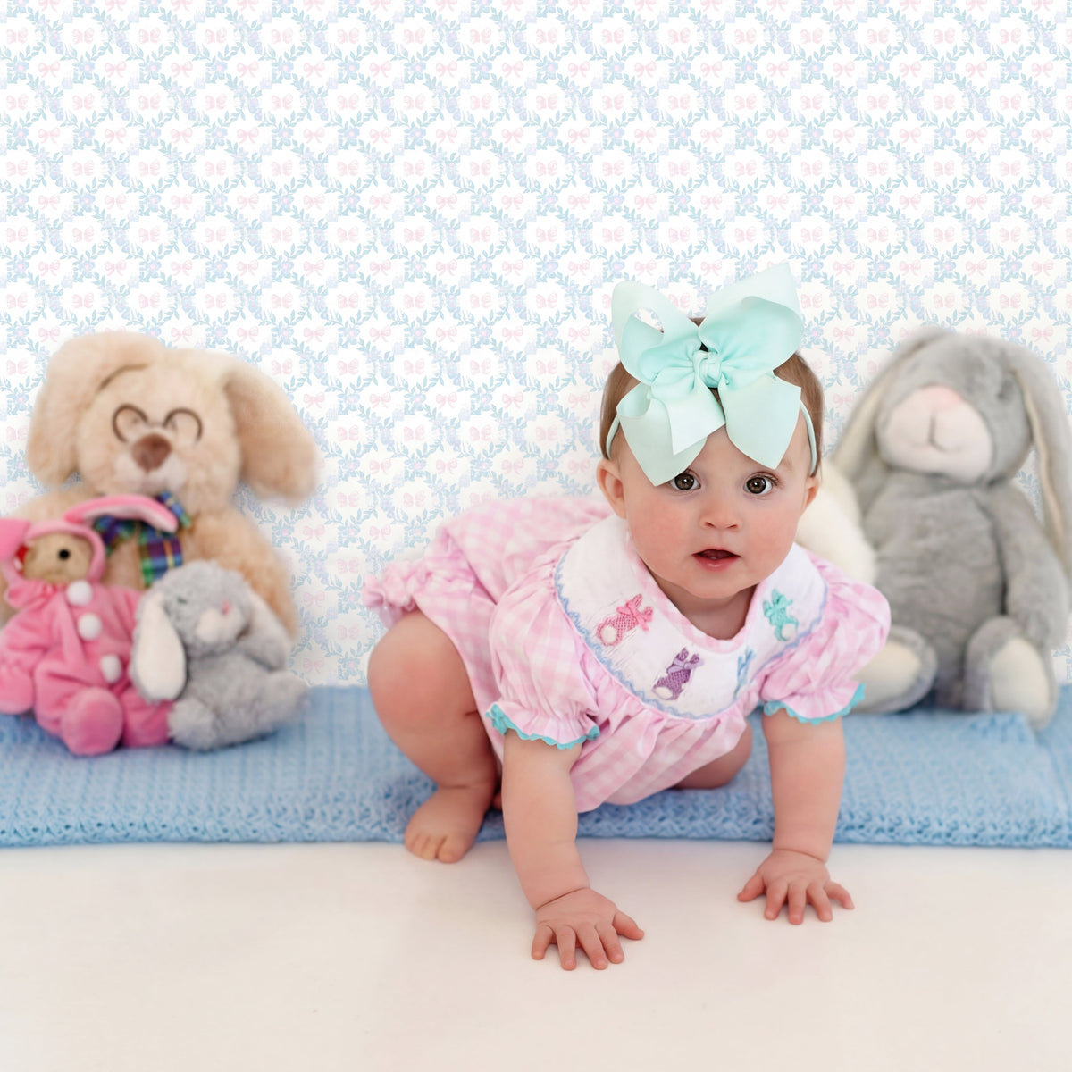 Smocked Pink Bunny Bubble