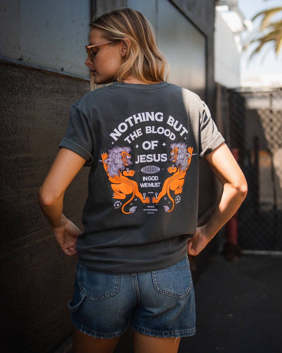 "Nothing But The Blood" Mineral Wash Premium Pepper Tee