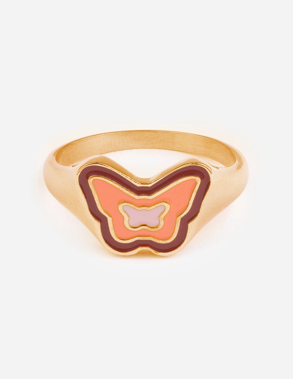 Anillo de mariposa de esmalte rosa