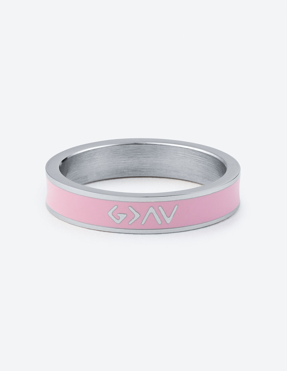 Anillo de esmalte rosa con altos y bajos