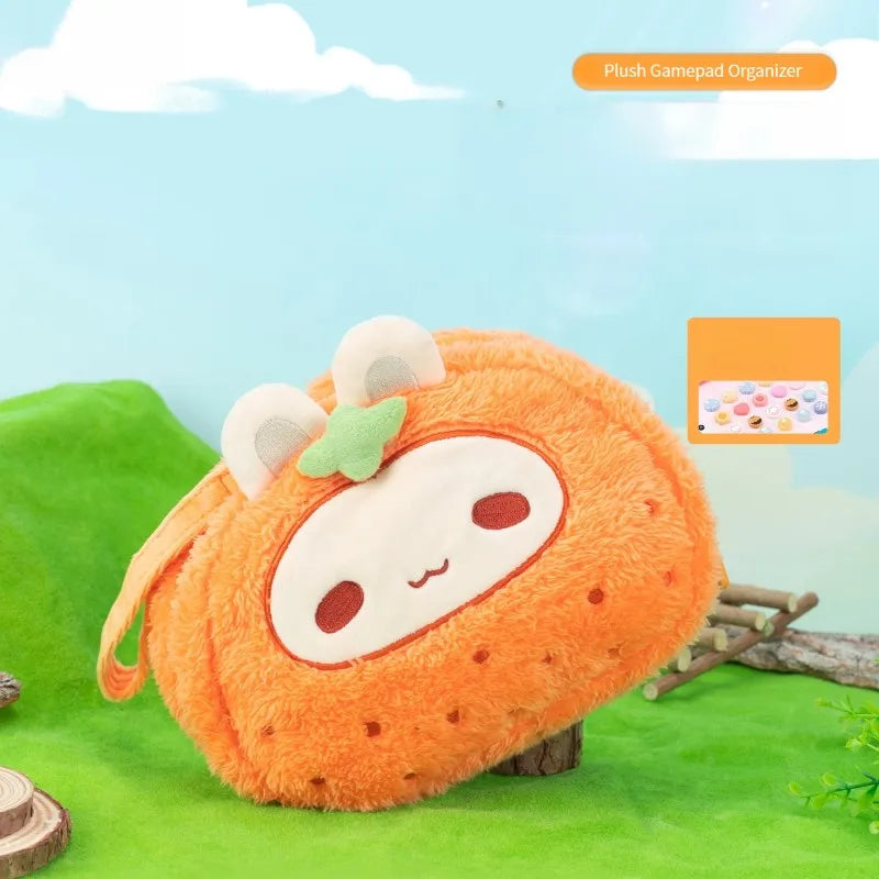 Estuche para control de juegos de conejito de peluche con forma de zanahoria