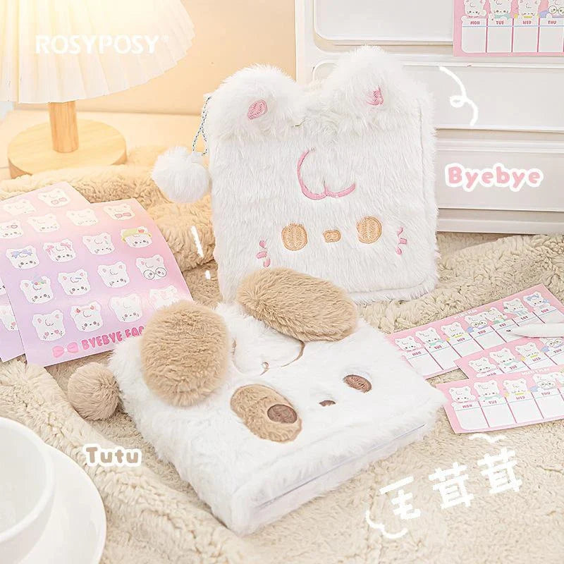 Cuadernos de peluche con forma de cachorro y gato