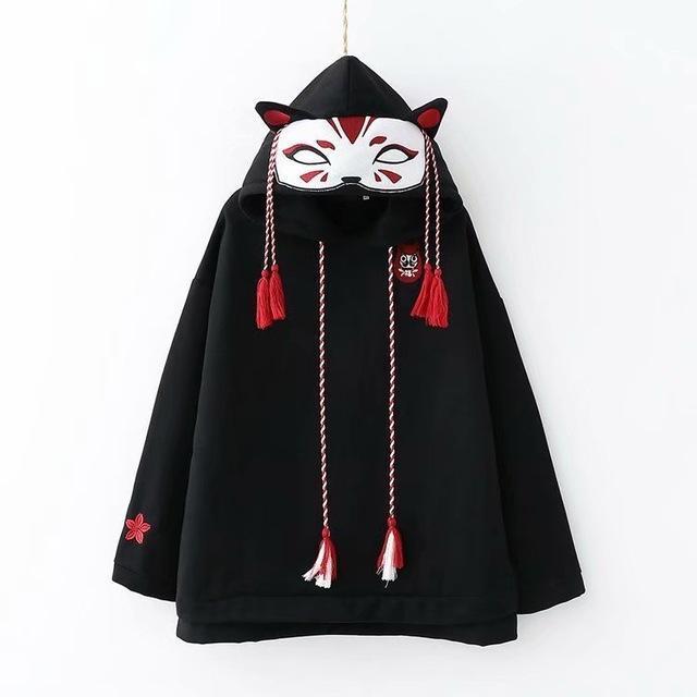 Sudadera con capucha de zorro kitsune kawaii