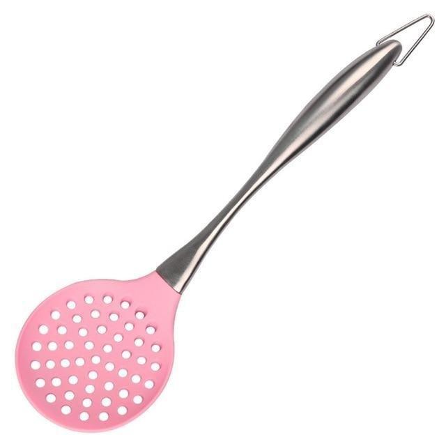 Pink Silicone Cooking Utensils Set (7-Piece)