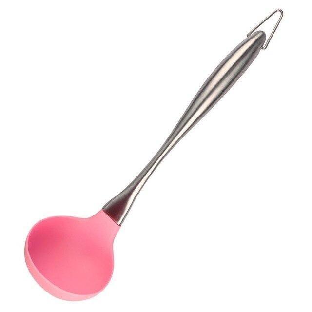 Pink Silicone Cooking Utensils Set (7-Piece)