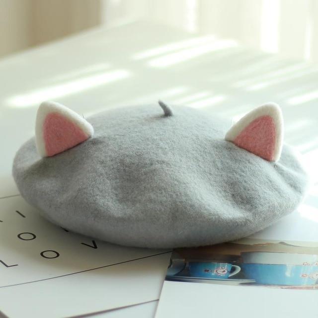 Boina con orejas de gato kawaii 