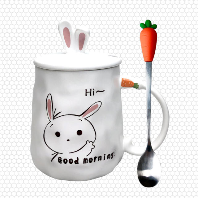 Taza de cerámica con forma de conejito