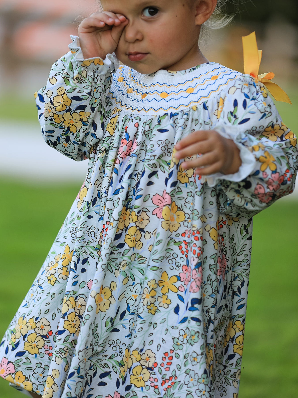 Vestido para bebé niña con bordado de otoño, lazo fruncido, hojas florales