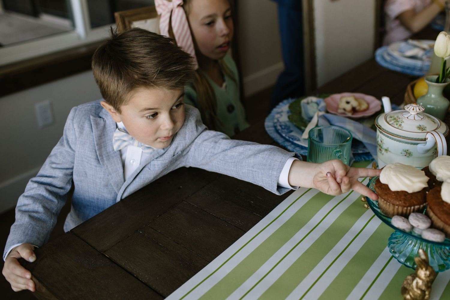Robin Egg Stripe - Boys Bow Tie