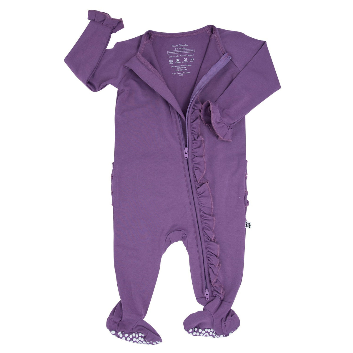 Footie con volantes morado oscuro