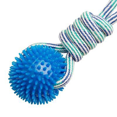 Spike-O-Mite – Juguete interactivo para perros de soga y pelota con púas (16")