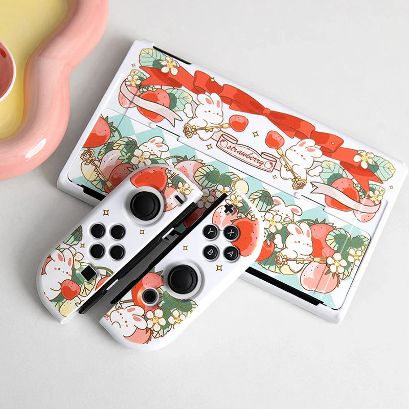 Estuche para Nintendo Switch con diseño de conejito de fresa