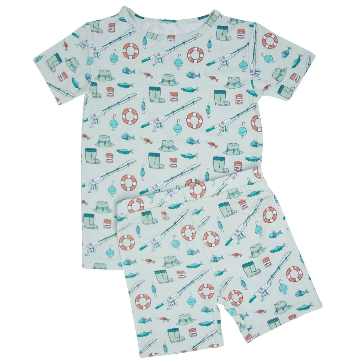Conjunto de pijama de verano con cañas de pescar