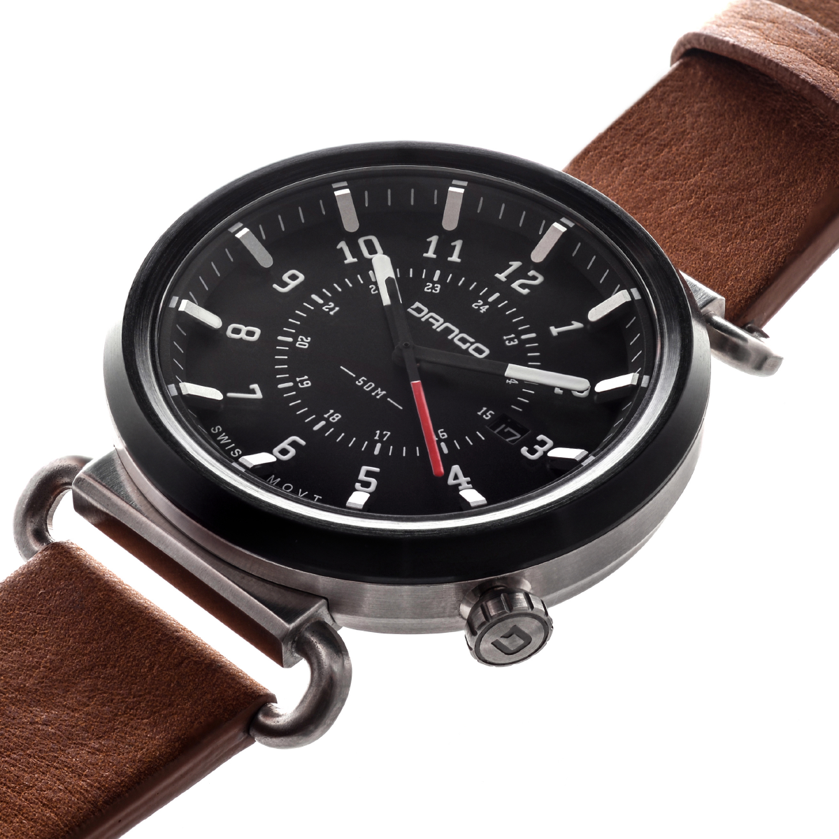 TK-01 - RELOJ TREK CON CORREA DE CUERO ITALIANO - MARRÓN WHISKY