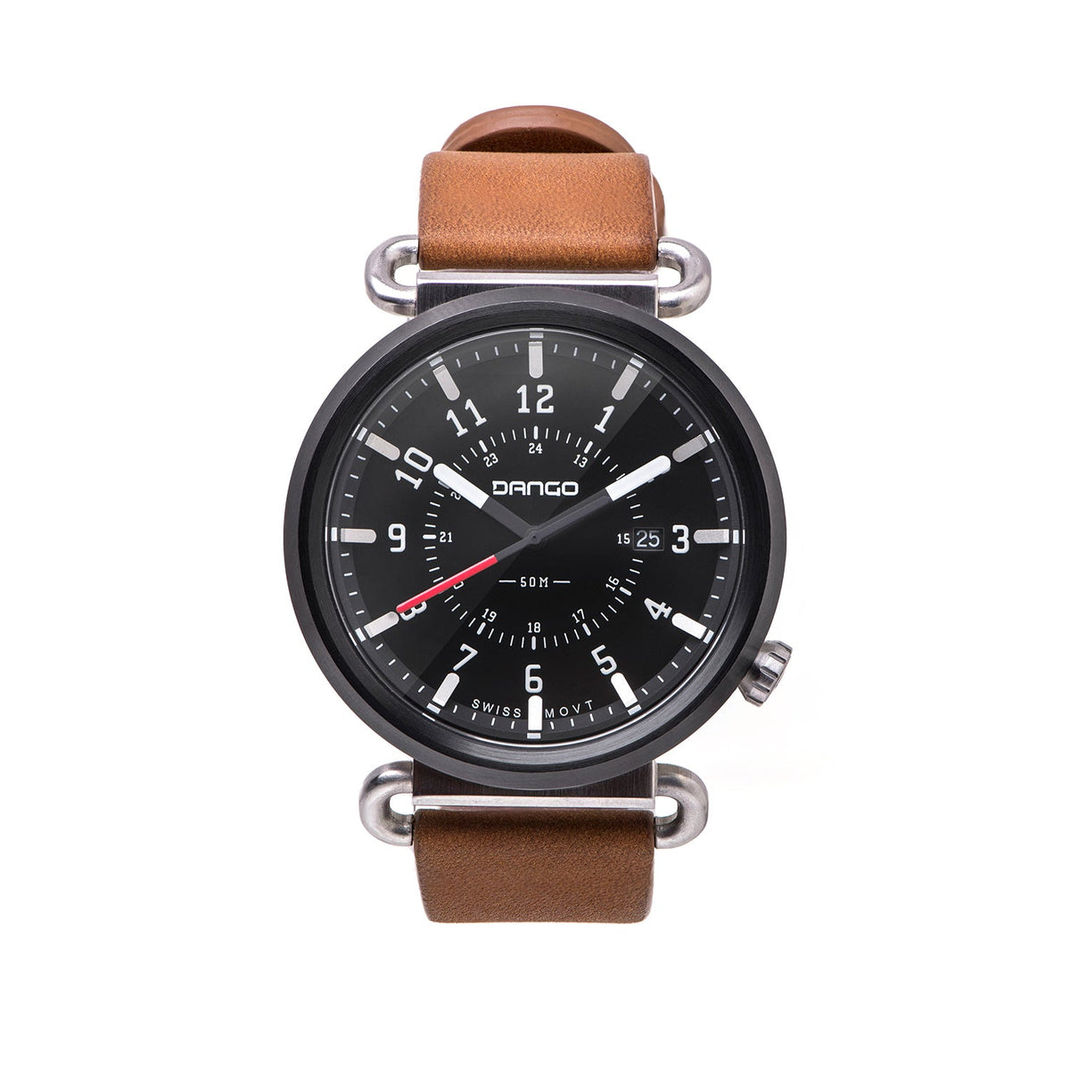 TK-01 - RELOJ TREK CON CORREA DE CUERO ITALIANO - MARRÓN WHISKY