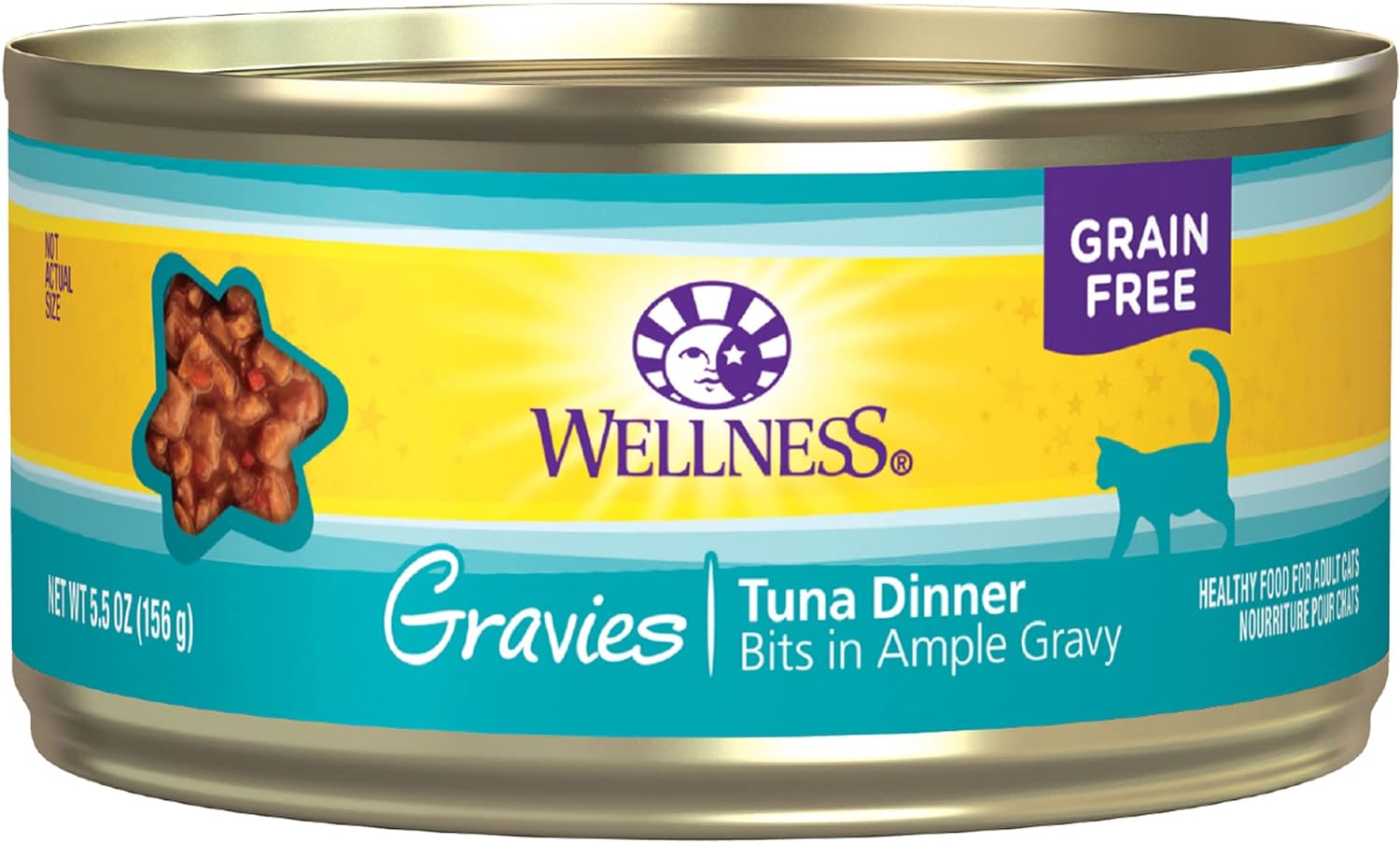 Wellness Complete Health Adult Gravies Atún Cena Comida Húmeda para Gato Lata (5.5oz)