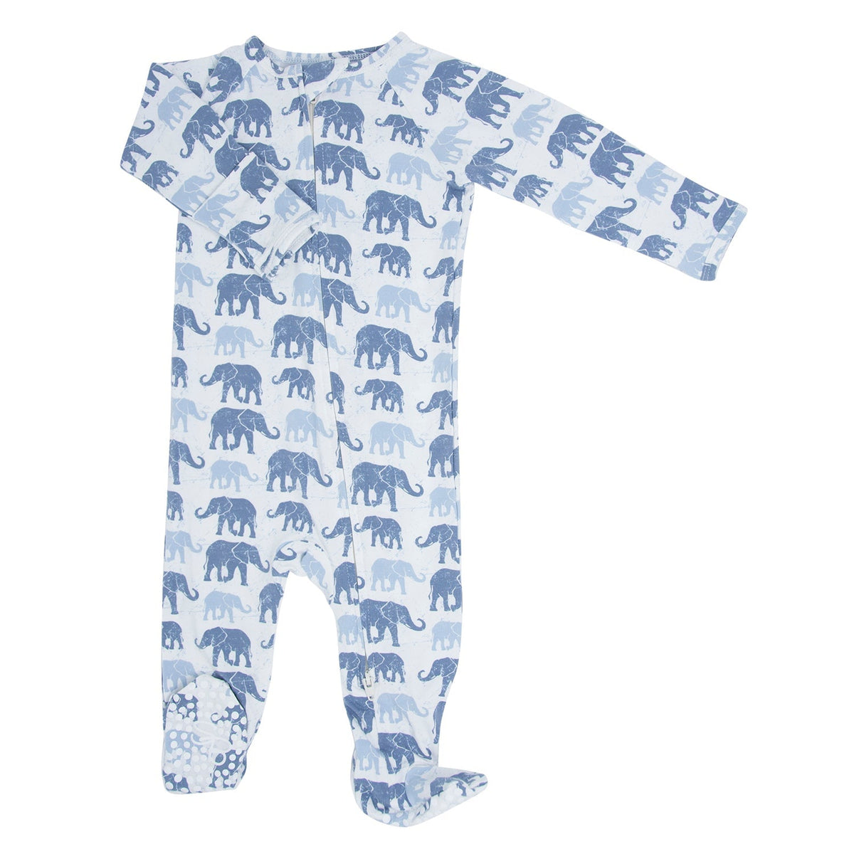 Footie con cremallera de elefante azul