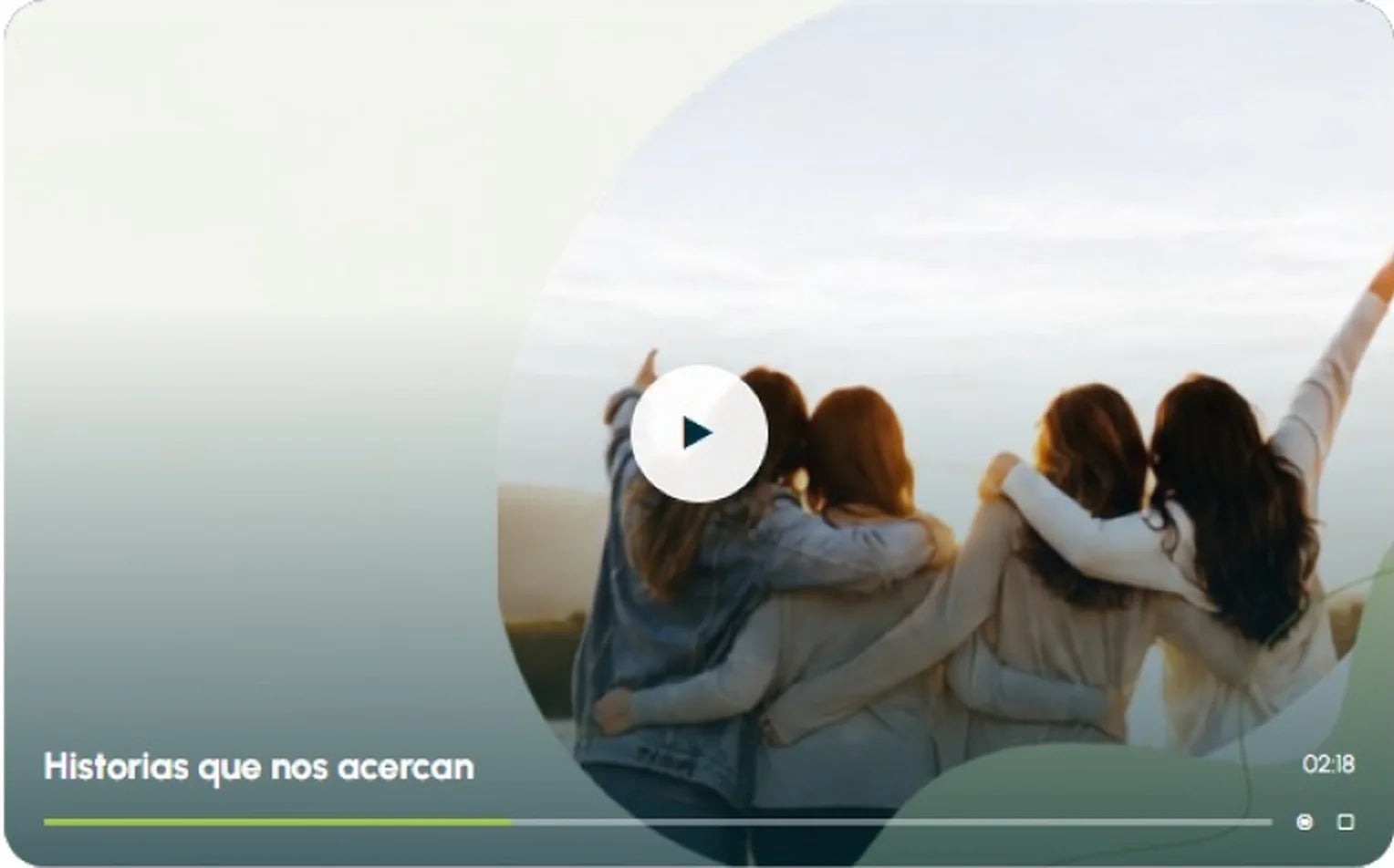 View of the community player, with the video Stories that bring us closer